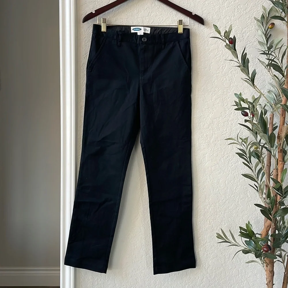 Old Navy Boys Classic Black Cotton Blend Slim Fit Trousers Size 14
